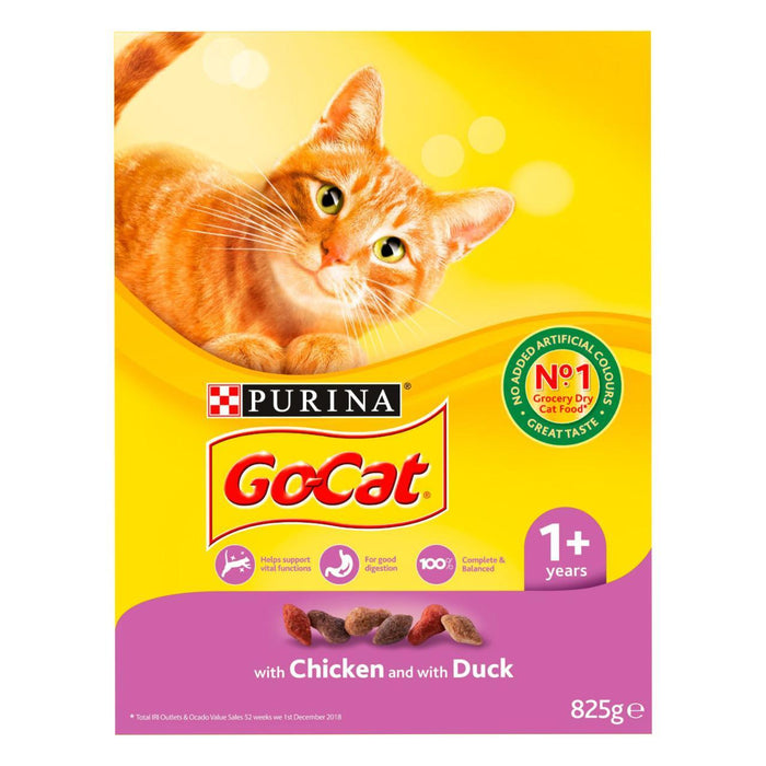 Go-Cat Adult Dry Cat Food Chicken and Duck 825g