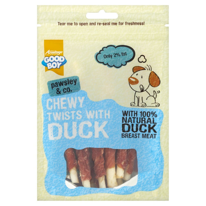 Bon garçon Chewy Twists avec Duck Dog Treats 90g