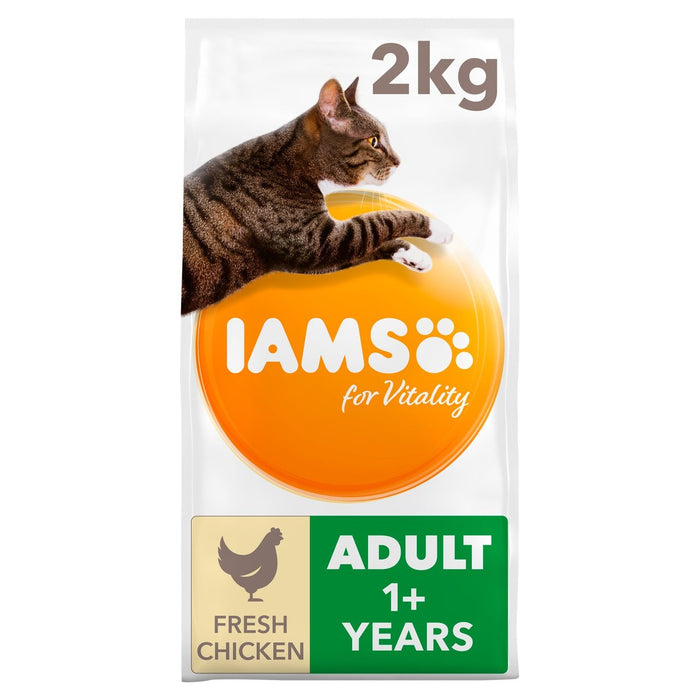IAMS طعام للقطط البالغة بالحيوية مع الدجاج الطازج 2 كجم