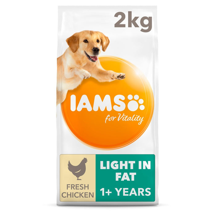 IAMS para la vitalidad Luz de comida para perros adultos en grasa con pollo fresco 2 kg