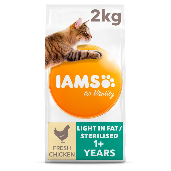 IAMS for Vitality Light in Fat/ Sterilised Cat Food With Fresh Chicken 2kg