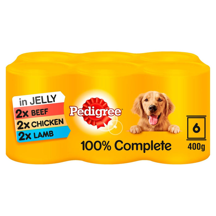 Pedigree Adult Wet Dog Food Tins Variedad mixta en gelatina 6 x 400g