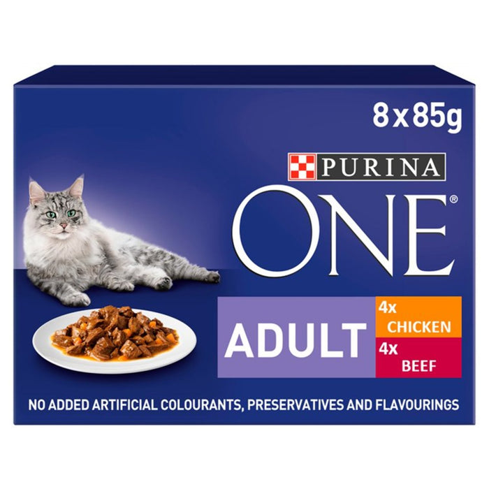 بورينا طعام القطط البالغة بالدجاج ولحم البقر 8 × 85 جم