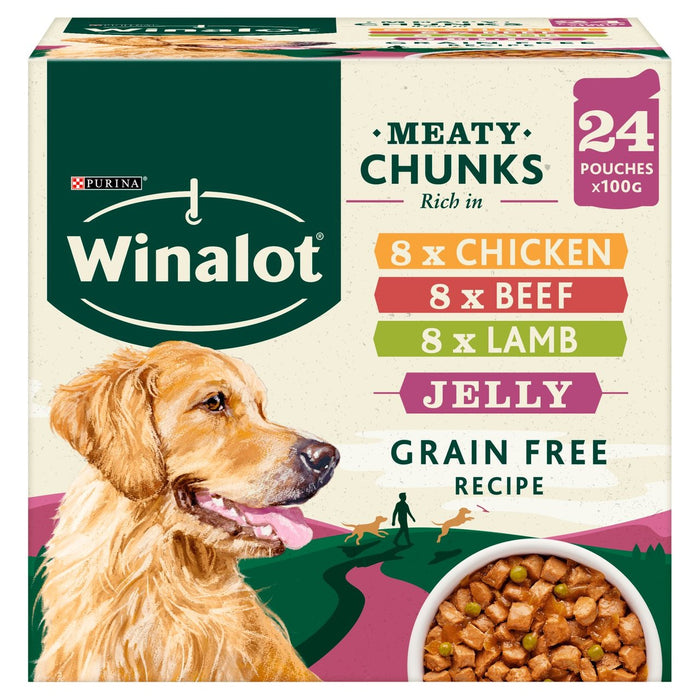 Sachets de nourriture pour chiens Winalot mélangés à la gelée 24 x 100g
