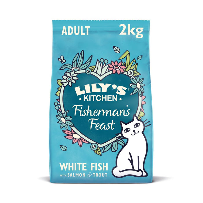 طعام جاف للقطط من ليليز كيتشن، سمك أبيض مع سمك السلمون، 2 كجم