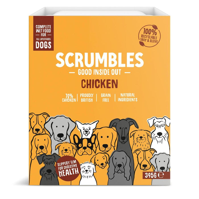 Scrumbles pour chiens humides aliments Pate Pate Grain Free Chicken 395g