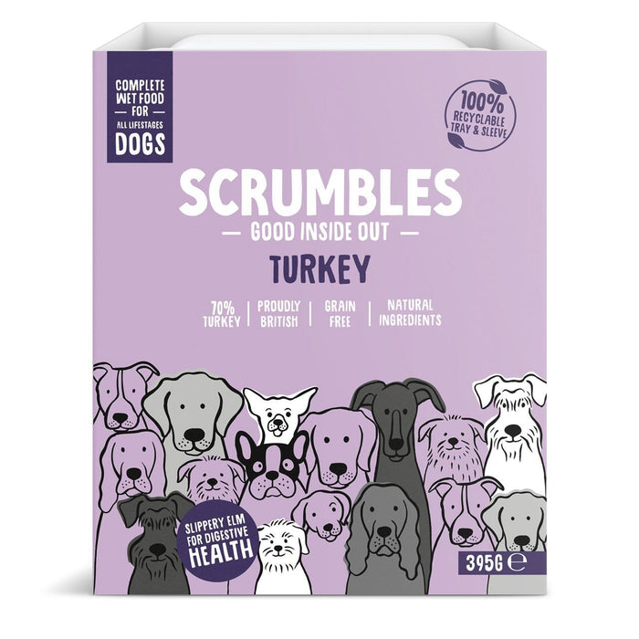 Scrumbles pour chiens humides aliments Pate Grain Free Turquie 395g