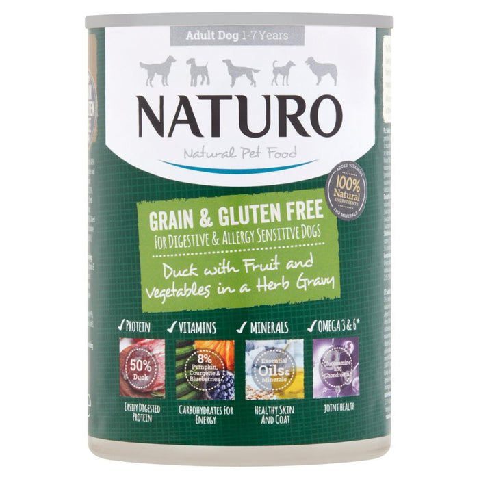 Naturo Duck with Blueberries Dog Food 390g