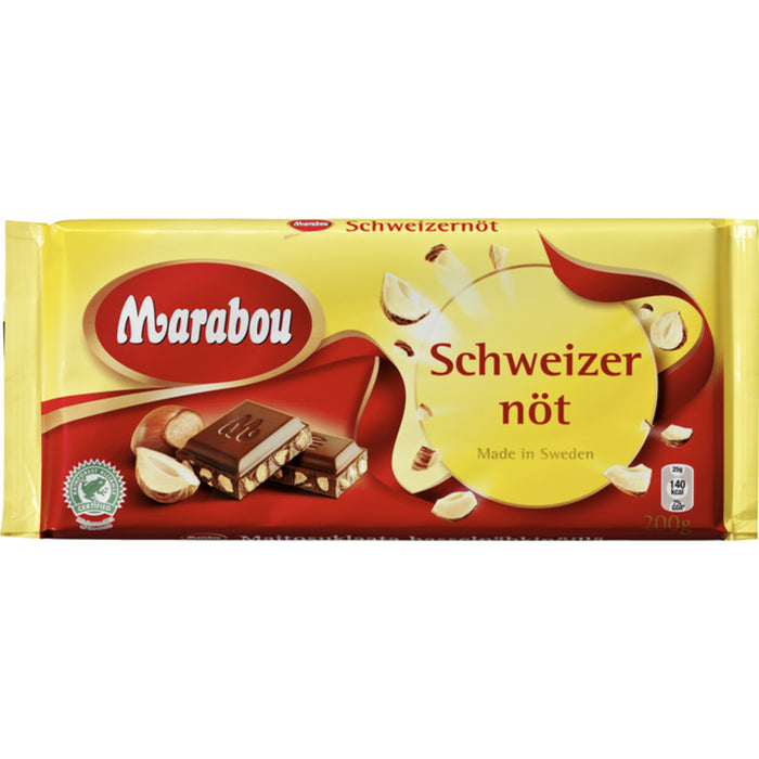 Marabou Schweizernöt Milchschokolade mit Haselnüssen 200g