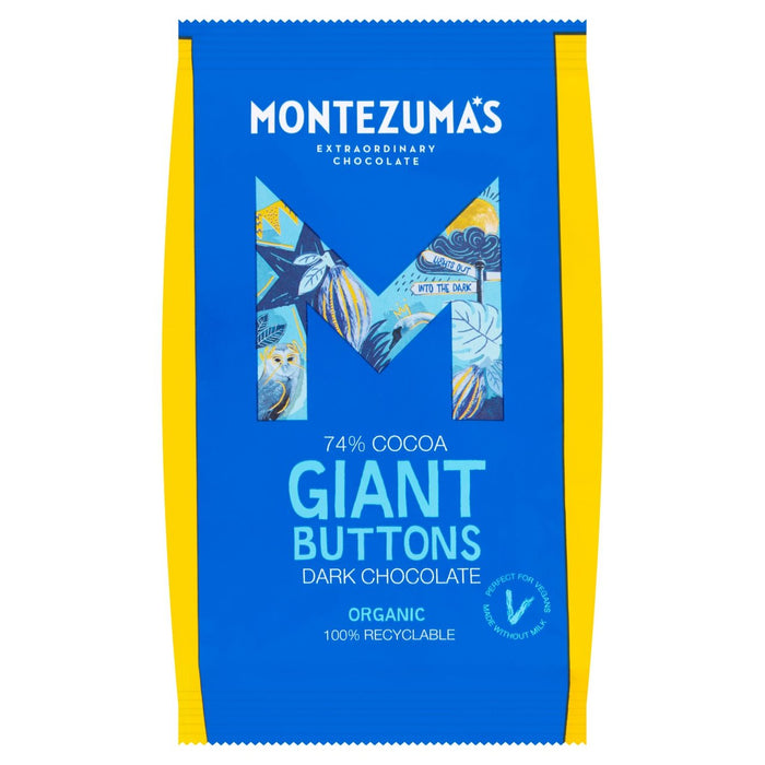Montezumas 73% Kakao dunkle Schokoladenriesen -Knöpfe 180g