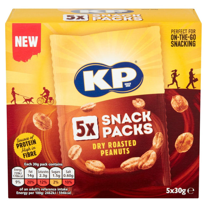 KP Dry Roasted Peanuts Multipack 5 Pack 5 x 30g