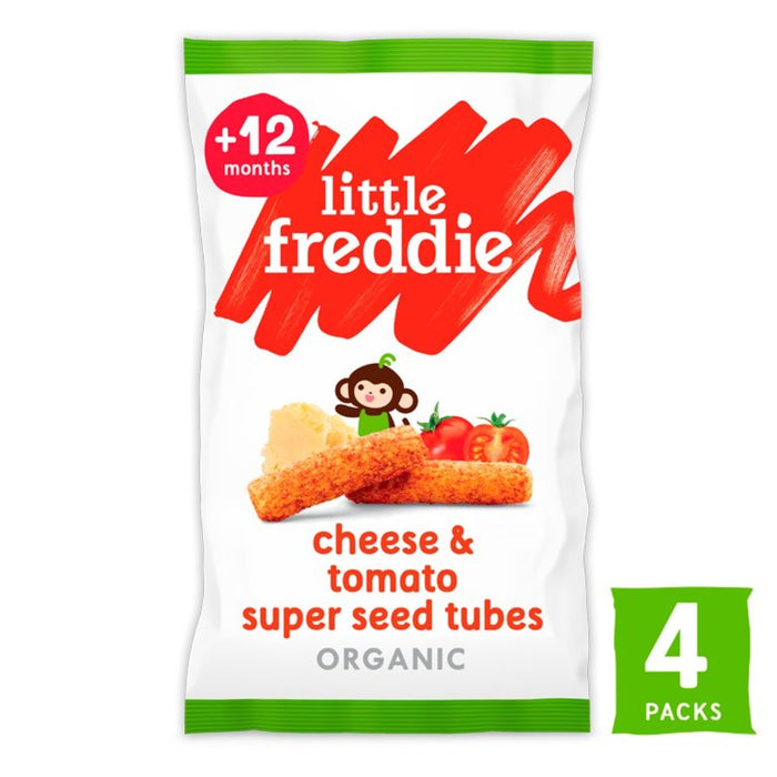 ليتل فريدي - أنابيب الجبن والطماطم العضوية 12 شهرًا + عبوات متعددة 4 × 16 جم