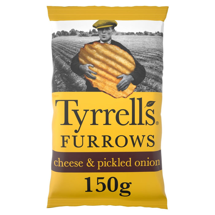 Tyrrells Furrows Cheese & Pickled Onion Sharing Crisps 150g