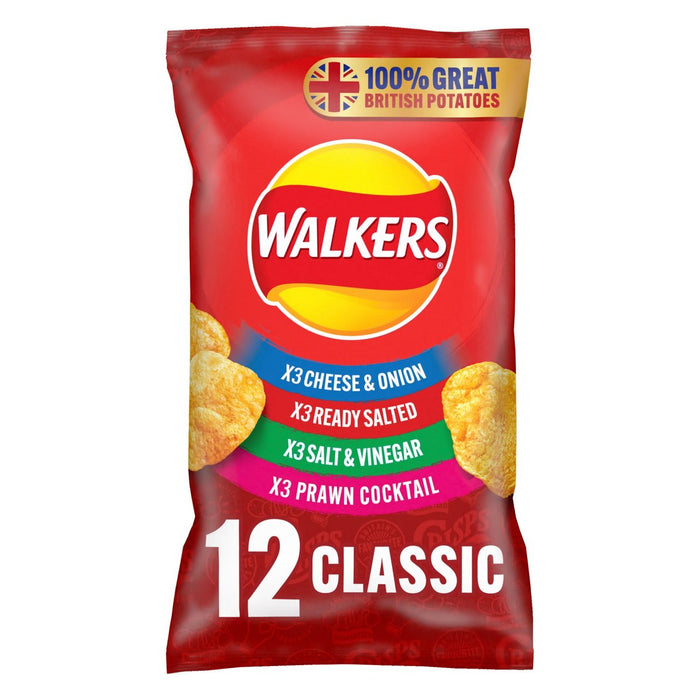 Walkers Classic Variety Multipack رقائق البطاطس 12 لكل علبة