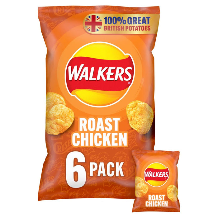ووكرز مشوي الدجاج Multipack رقائق البطاطس 6 لكل حزمة