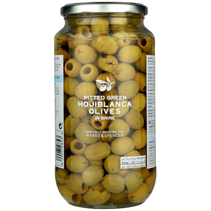 M&S Pitted Green Hojiblanca Olives in Brine 920g