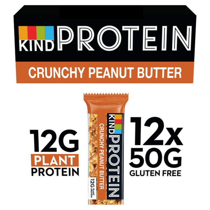 Freundliche knusprige Erdnussbutter -Protein -Snack -Bar 12 x 50g