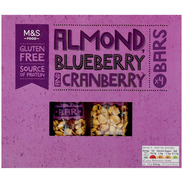 M & S Mandelblueberry & Cranberry Bars 4 x 40g