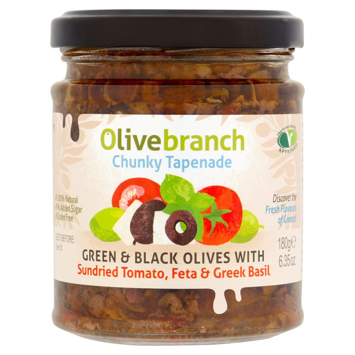 Olivenzweig Olive Tapenade mit gesungener Tomatenfeta und griechischem Basilikum 180g