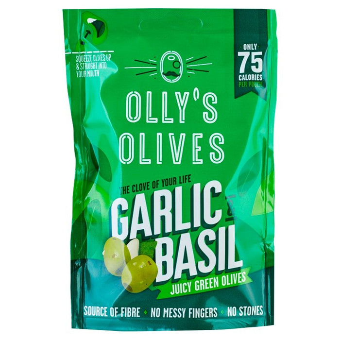 Olly's Olives Basil & Garlic Green Halkidiki Olives The Connoisseur 50g