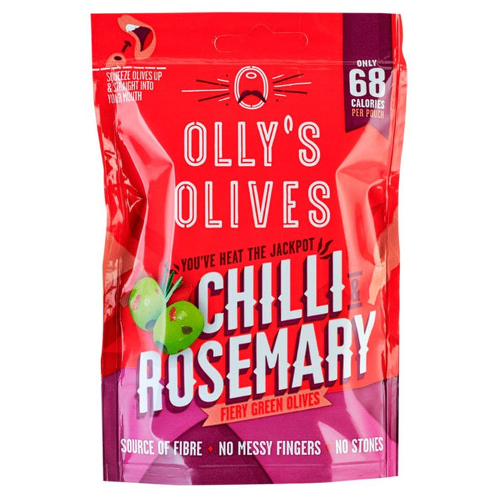 Olly's Olives Chilli & Rosemary Green Halkidiki Olives The Bandit 50g