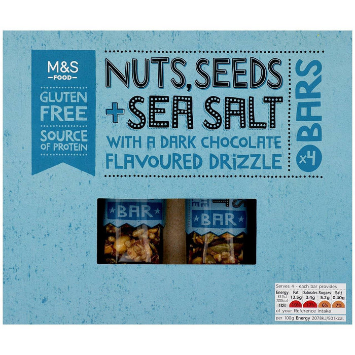 M&S Nuts Seeds y barras de sal marina 4 x 40g
