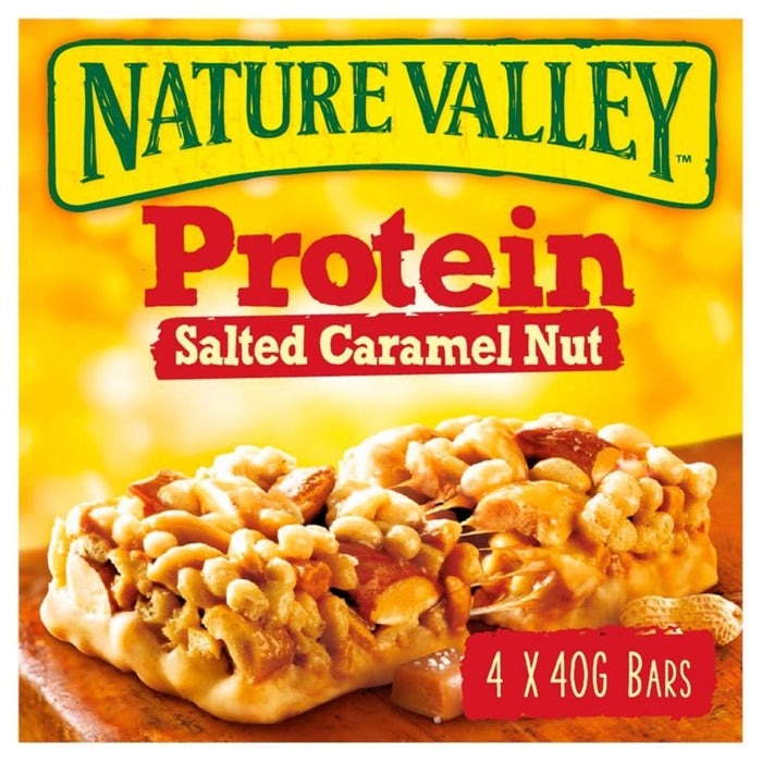 Nature Valley Protein salado caramelo nuez barras de cereal 4 x 40g