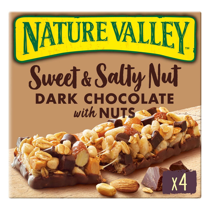 Nature Valley Sweet & Salty Nut Chocolate noir avec barres de noix 4 x 30g