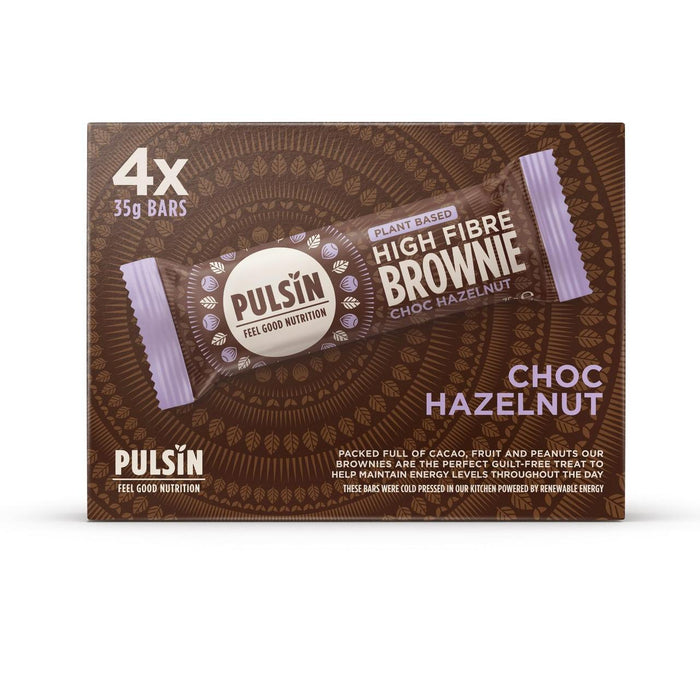 Pulsin Choc de noisette végétalienne Brownie à fibre haute multiplicité 4 x 35g