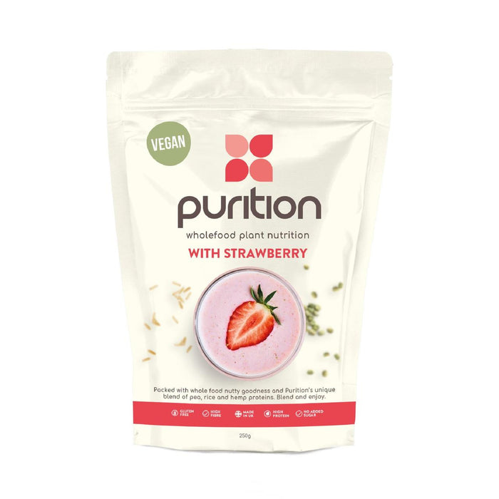Purition Erdbeer veganer Vollfood Nutrition Powder 250g