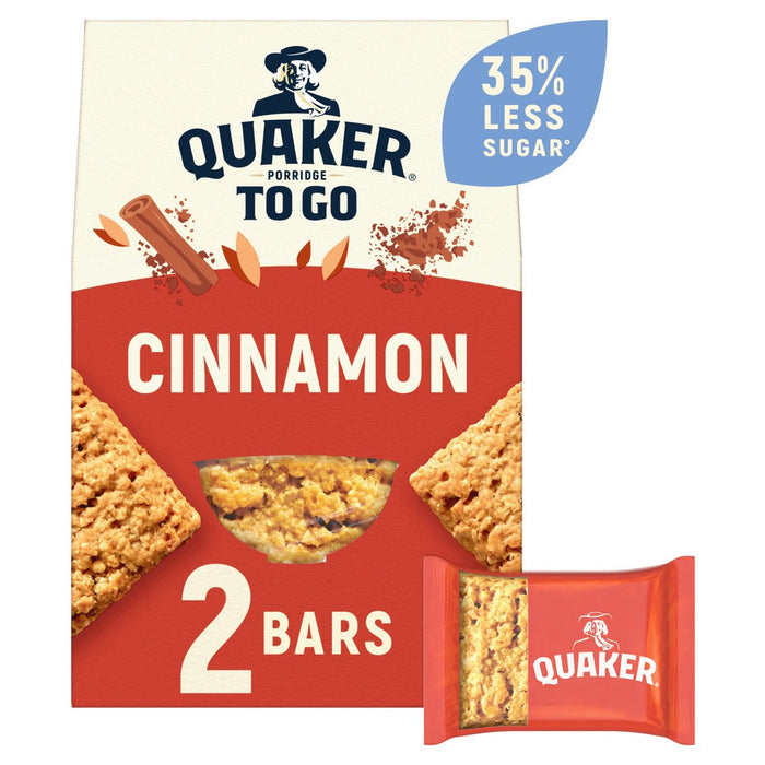 Porridge Quaker pour aller aux barres de petit-déjeuner à la cannelle 2 x 55g