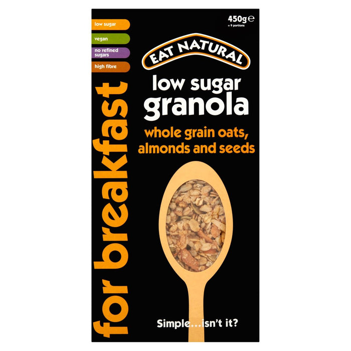 Come Natural bajo azúcar granola integral avena de grano almendras y semillas 450g