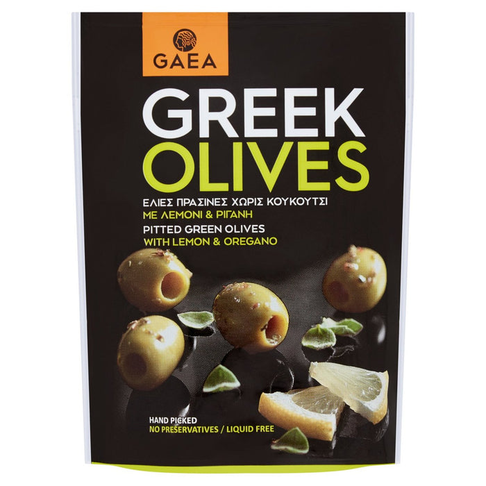 Gaea Olives vertes piquées avec Pagoule au citron et à l'origan 150G