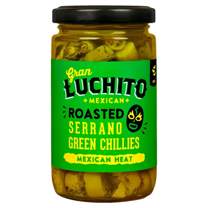 Gran Luchito Roasted Sliced Serrano Green Chillies for Fajita & Taco 215g