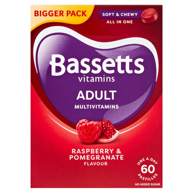 Bassetts Raspberry & Pomegranate Adult Multivitamins 60 por paquete