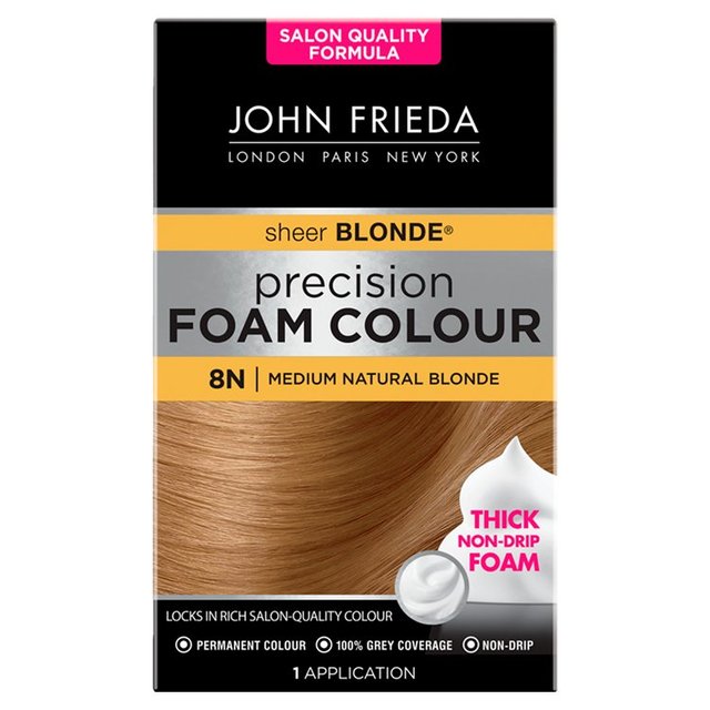 John Frieda Präzisionsschaumfarbe Haarfarbstoff Medium natürlicher Blond 8n